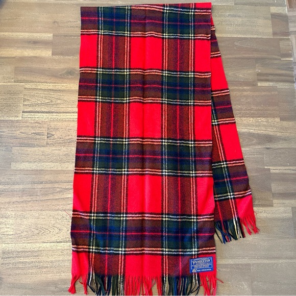 Pendleton Wool Scarf Plaid Red - Picture 1 of 6
